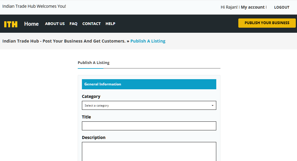 Publish your business in Indian Trade hub